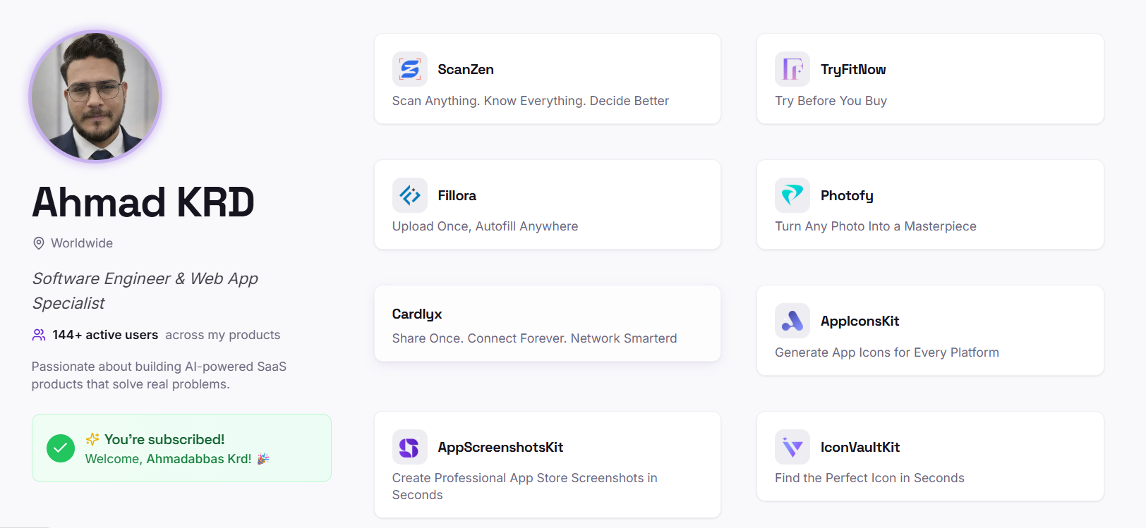 Ahmad KRD - Software Engineer & AI Entrepreneur | Indie Product Builder
